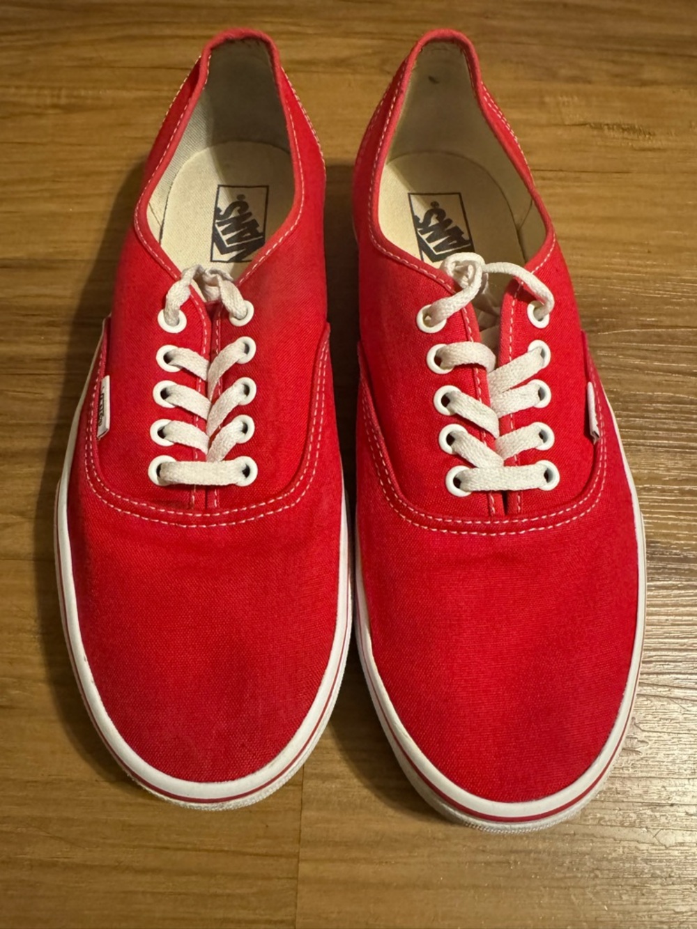 Men’s Vans Red Low-Top Canvas Sneakers with White Laces